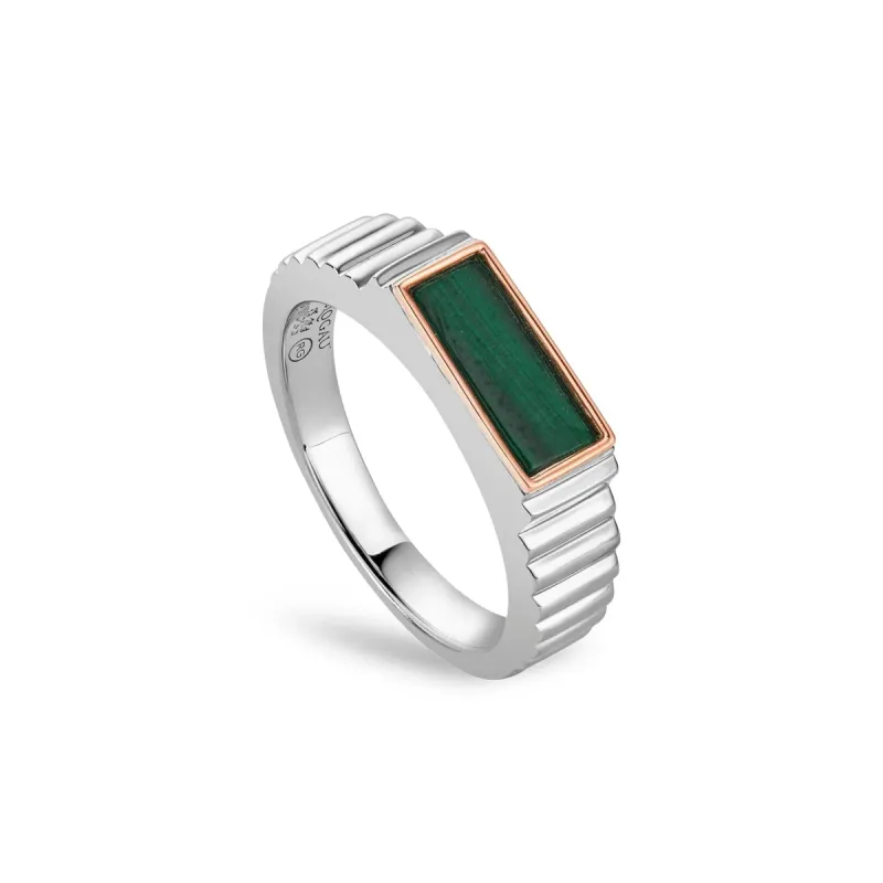 Clogau Reflections of Padarn Sterling Silver Malachite Signet Ring sold by C.W. Sellors