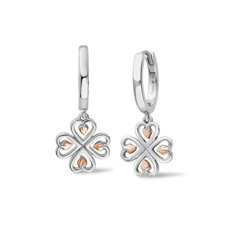 Clogau Tree of Life Sterling Silver Heart Drop Hoop Earrings sold by C.W. Sellors