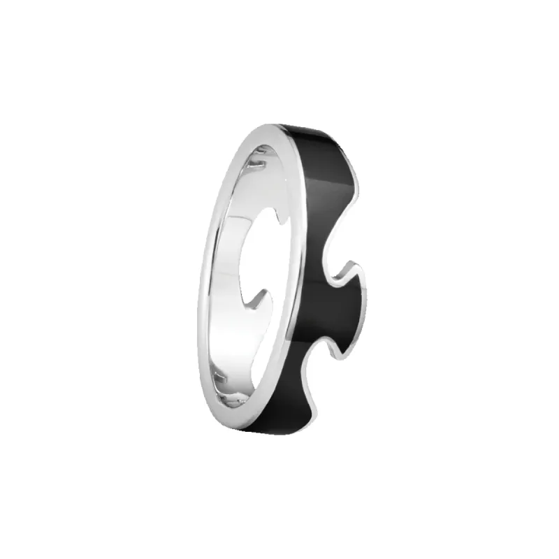 Georg Jensen Fusion 18ct White Gold Black Lacquer End Ring sold by C.W. Sellors