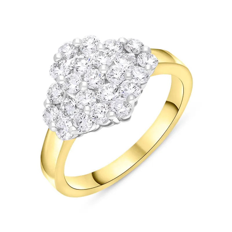 18ct Yellow Gold 1.32ct Diamond Cluster Ring sold by C.W. Sellors
