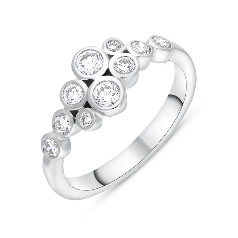 18ct White Gold 0.51ct Diamond Cluster Bubble Ring sold by C.W. Sellors