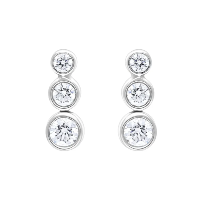 18ct White Gold 0.42ct Diamond Graduated Trilogy Earrings sold by C.W. Sellors