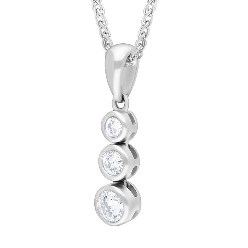 18ct White Gold 0.21ct Diamond Graduated Trilogy Pendant Necklace sold by C.W. Sellors product image thumbnail 2