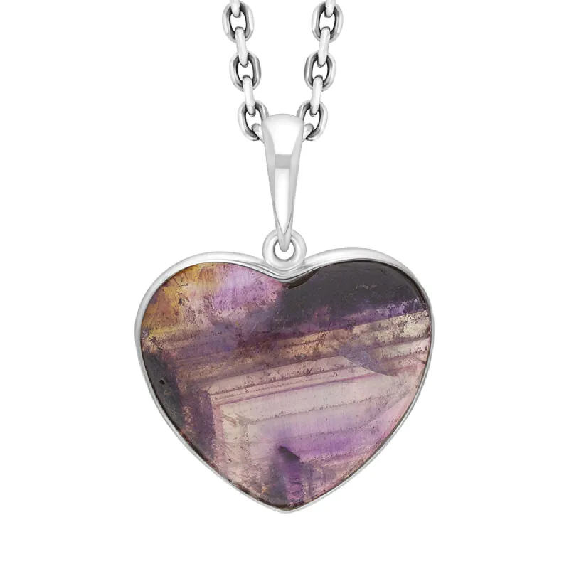 Sterling Silver Blue John Heart Necklace D sold by C.W. Sellors