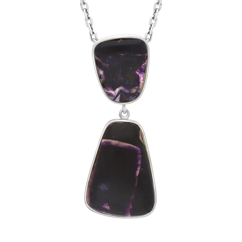 Sterling Silver Blue John 2 Stone Abstract Drop Necklace D sold by C.W. Sellors