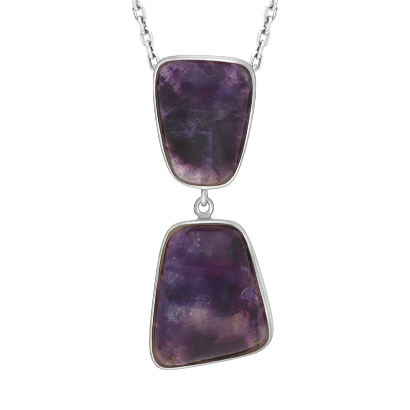 Sterling Silver Blue John 2 Stone Abstract Drop Necklace D sold by C.W. Sellors