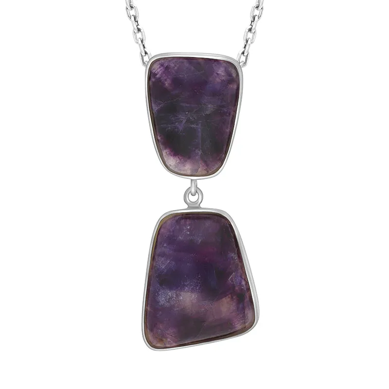 Sterling Silver Blue John 2 Stone Abstract Drop Necklace D sold by C.W. Sellors