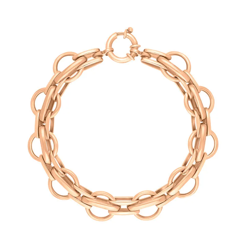 9ct Rose Gold Round Link Handmade Bracelet sold by C.W. Sellors
