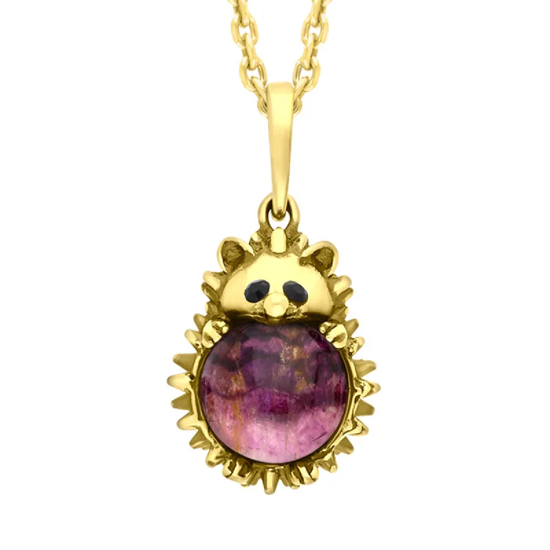 18ct Yellow Gold Blue John Medium Hedgehog Necklace sold by C.W. Sellors