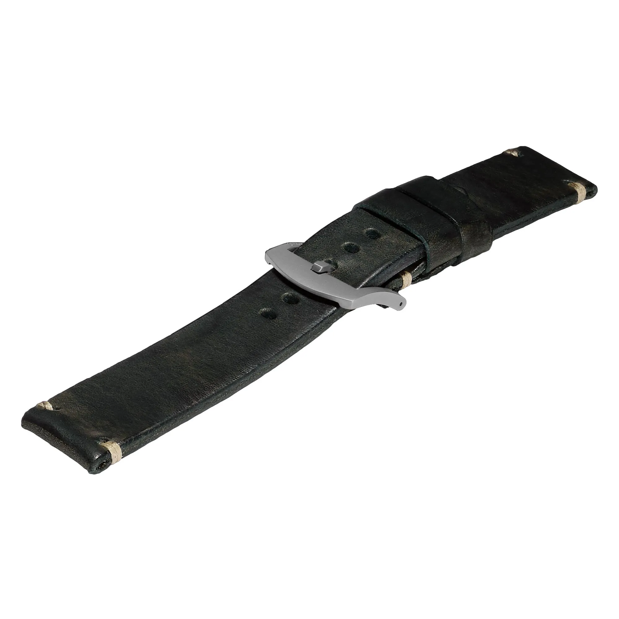 U-Boat Strap 6966 SS 23/22 Aged Leather Black Buckle sold by C.W. Sellors