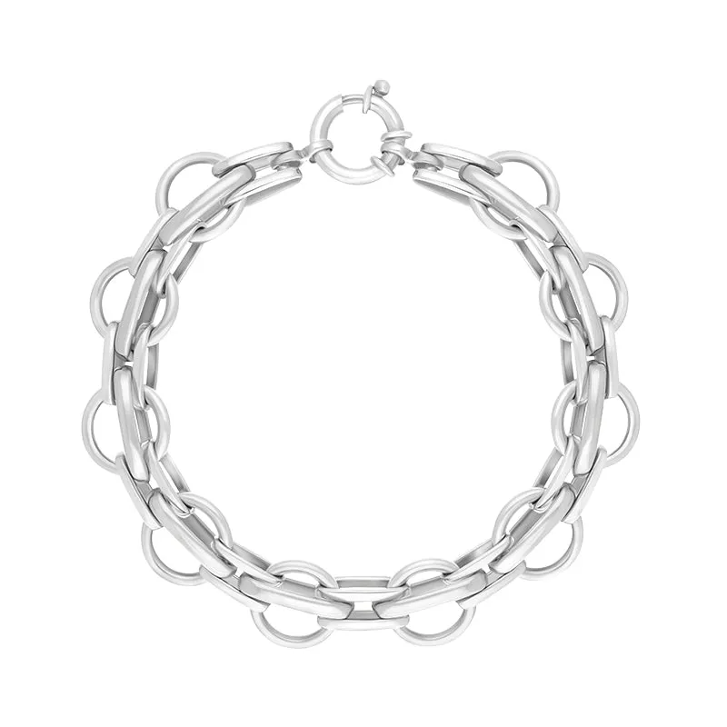 18ct White Gold Round Link Handmade Bracelet sold by C.W. Sellors