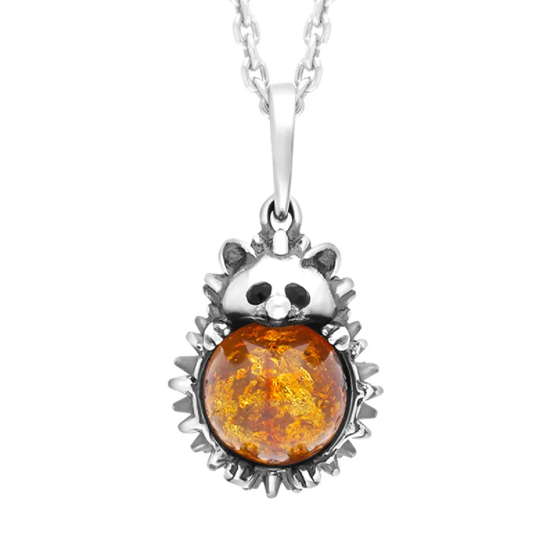 9ct Yellow Gold Whitby Jet Medium Hedgehog Necklace sold by C.W. Sellors