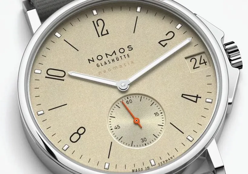 Nomos Glashutte Ahoi Neomatik 38 Date Sand Sapphire Crystal Watch sold by C.W. Sellors product image thumbnail 4