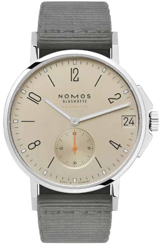 Nomos Glashutte Ahoi Neomatik 38 Date Sand Sapphire Crystal Watch sold by C.W. Sellors