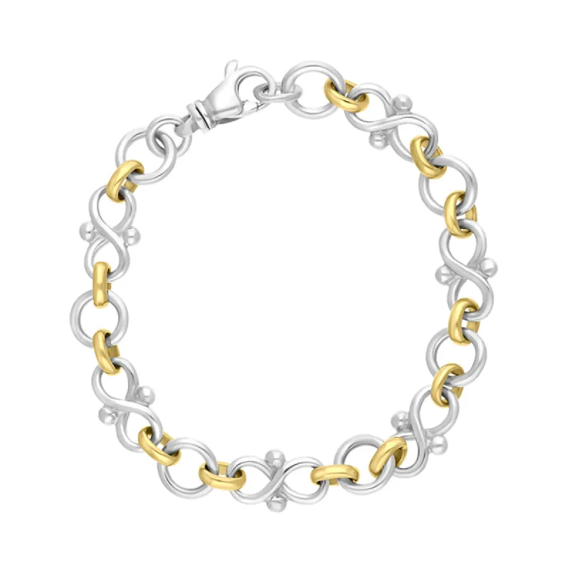 9ct Yellow Gold Sterling Silver Infinity Link Handmade Bracelet sold by C.W. Sellors