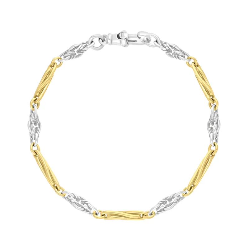 9ct Yellow Gold Sterling Silver Twist Byzantine Handmade Bracelet sold by C.W. Sellors