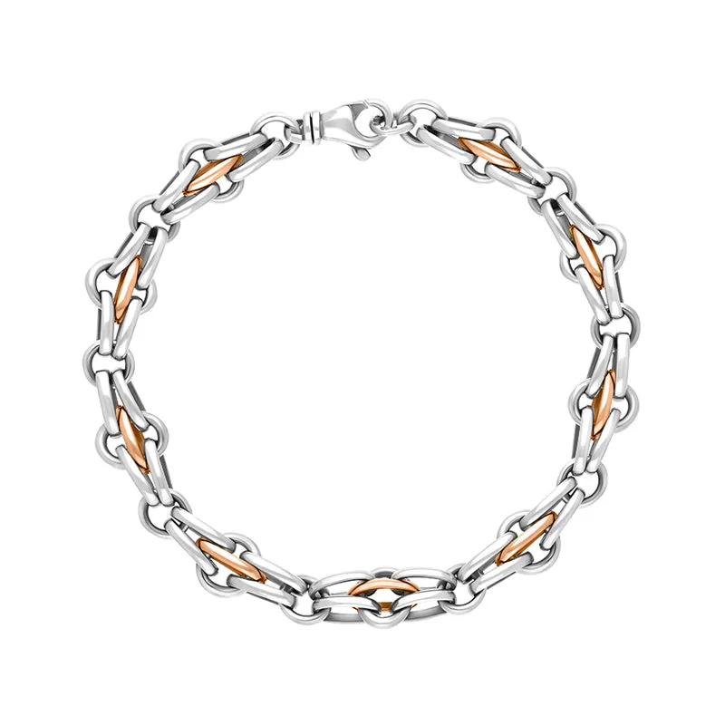 9ct Rose Gold Sterling Silver Multi Link Cable Chain Bracelet sold by C.W. Sellors