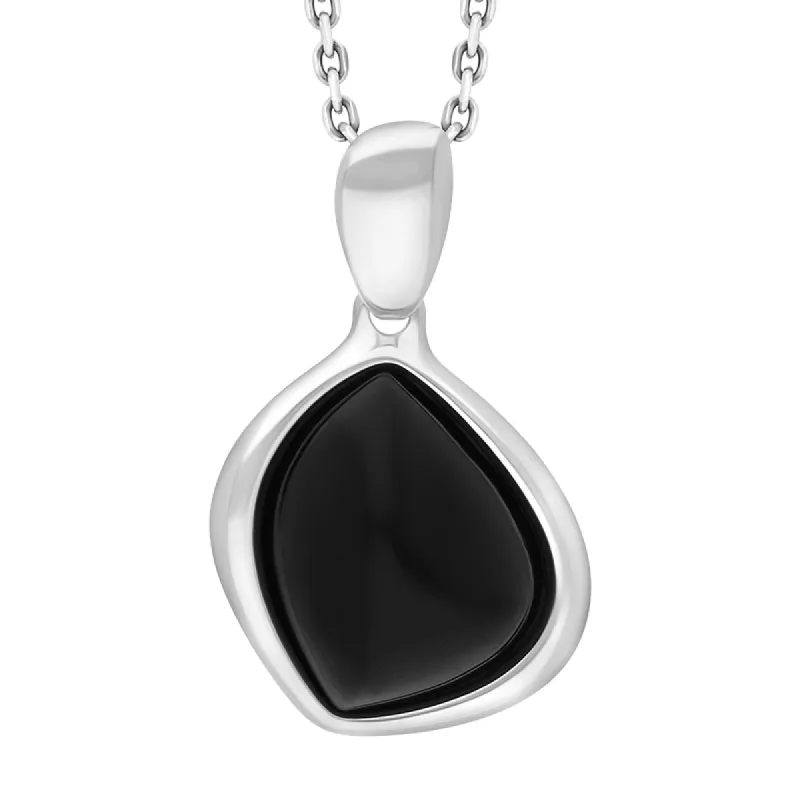 Sterling Silver Whitby Jet Abstract Marquise Necklace sold by C.W. Sellors