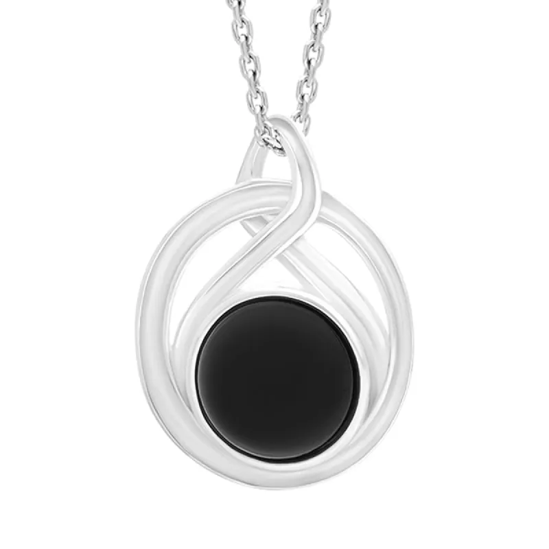 Sterling Silver Whitby Jet Open Twist Necklace sold by C.W. Sellors