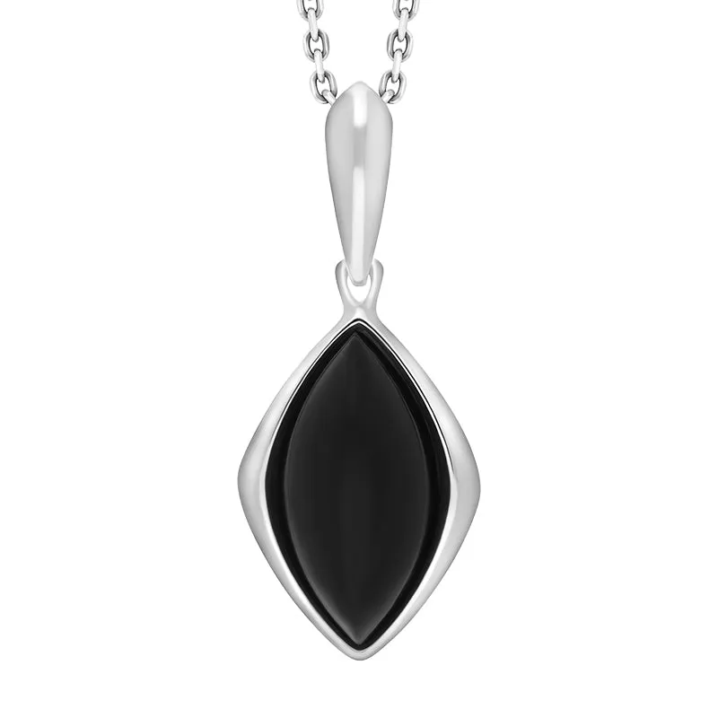 Sterling Silver Whitby Jet Framed Marquise Necklace sold by C.W. Sellors