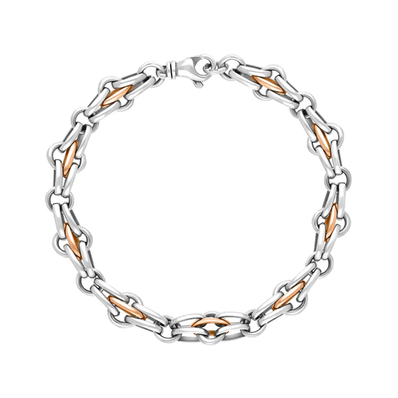 18ct Rose Gold Sterling Silver Multi Link Cable Chain Bracelet sold by C.W. Sellors
