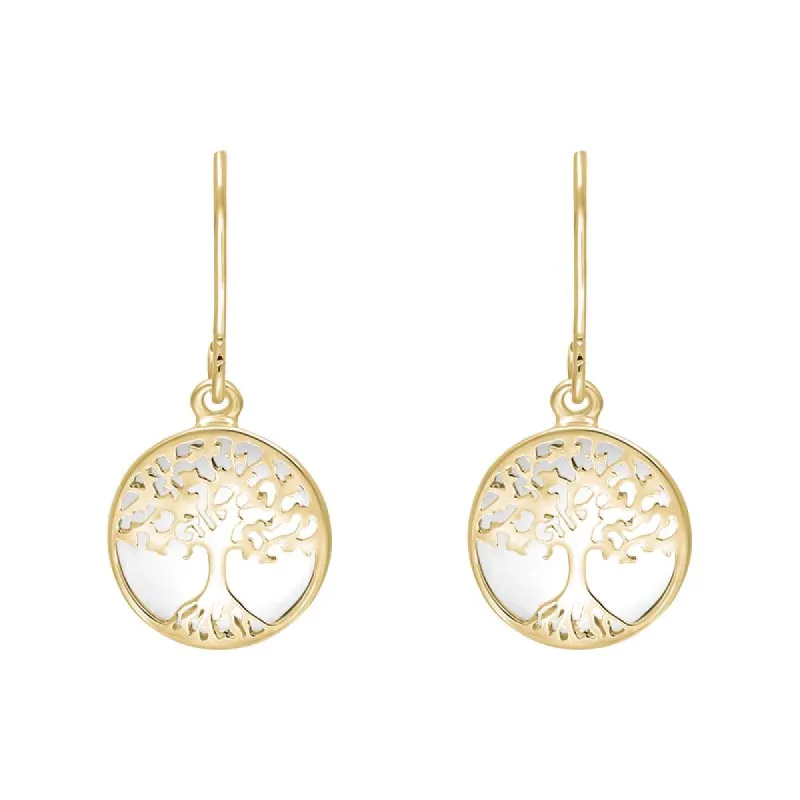 9ct Yellow Gold Bauxite Round Tree of Life Drop Earrings sold by C.W. Sellors