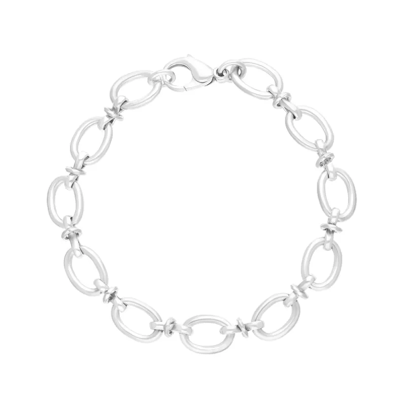 9ct White Gold Oval Link Handmade Bracelet sold by C.W. Sellors