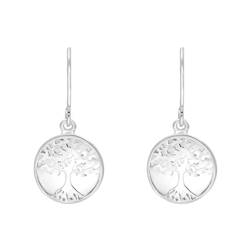 Sterling Silver Bauxite Round Tree of Life Drop Earrings sold by C.W. Sellors