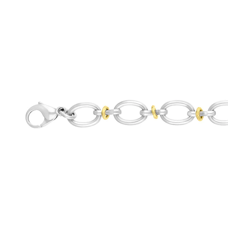 Sterling Silver 9ct Yellow Gold Oval Link Handmade Bracelet sold by C.W. Sellors product image thumbnail 2