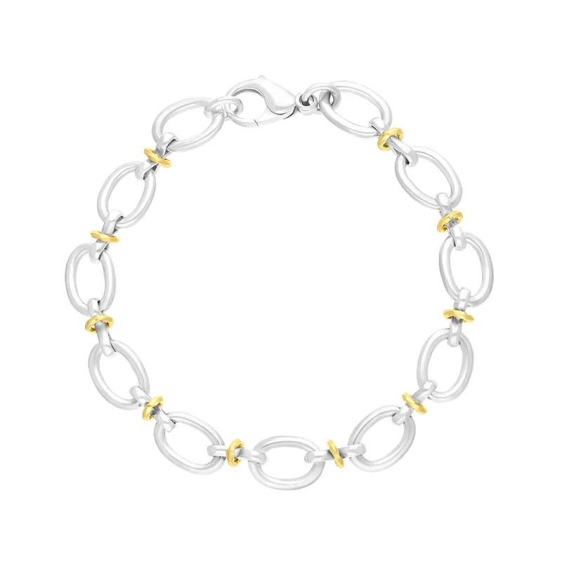 Sterling Silver 9ct Yellow Gold Oval Link Handmade Bracelet sold by C.W. Sellors