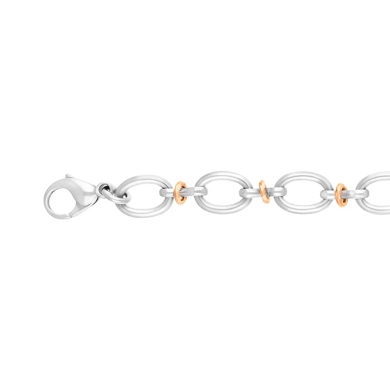Sterling Silver 18ct Rose Gold Oval Link Handmade Bracelet sold by C.W. Sellors product image thumbnail 2