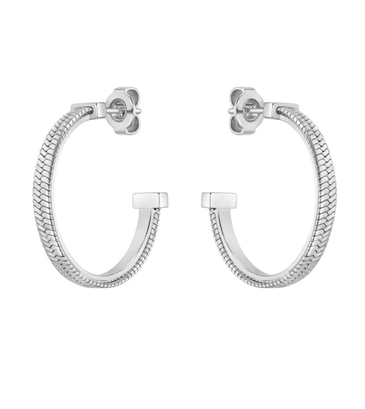 Boss Zia Stainless Steel Hoop Earrings D sold by C.W. Sellors