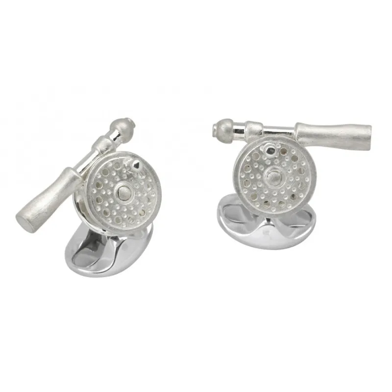 Deakin & Francis Sterling Silver Fly Fishing Reel Cufflinks sold by C.W. Sellors