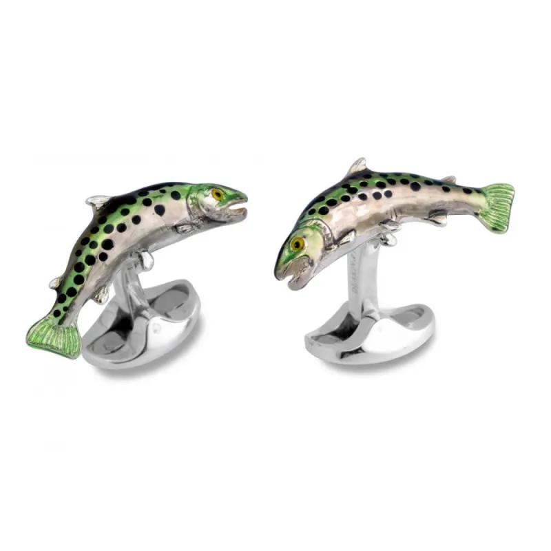 Deakin & Francis Sterling Silver Trout Cufflinks sold by C.W. Sellors