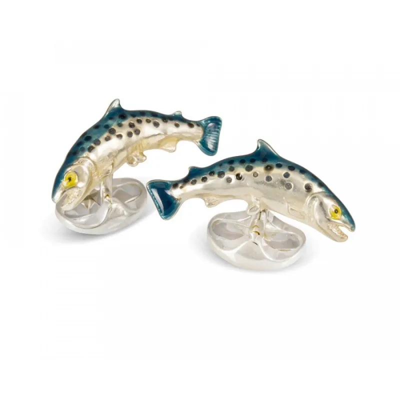 Deakin & Francis Sterling Silver Salmon Cufflinks sold by C.W. Sellors