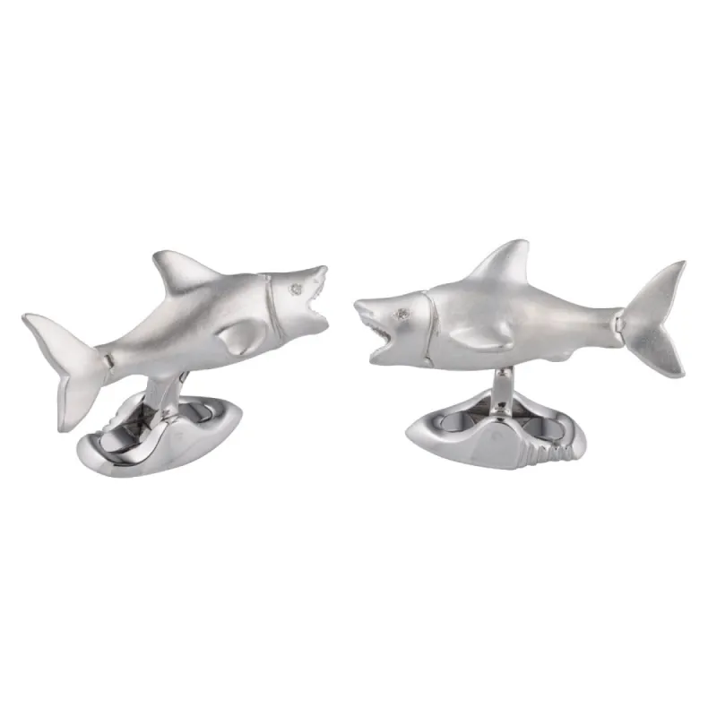 Deakin & Francis Sterling Silver Shark Cufflinks sold by C.W. Sellors