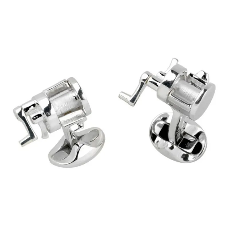 Deakin & Francis Sterling Silver Deep Sea Fishing Reel Cufflinks sold by C.W. Sellors