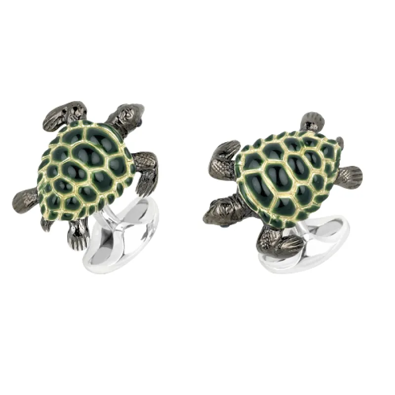 Deakin & Francis Sterling Silver Green Turtle Cufflinks sold by C.W. Sellors