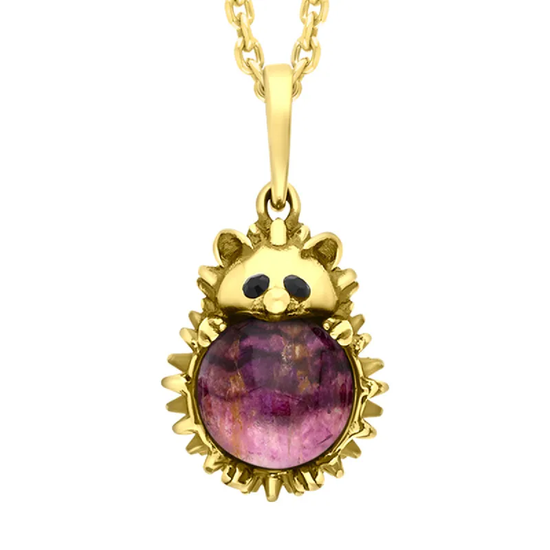9ct Yellow Gold Blue John Large Hedgehog Necklace sold by C.W. Sellors