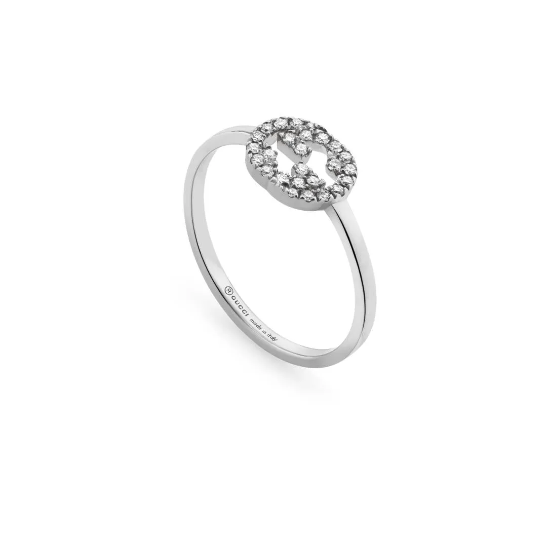 Gucci Interlocking 18ct White Gold 0.12ct Diamond Ring D sold by C.W. Sellors