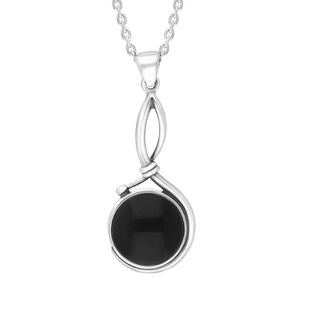 Sterling Silver Whitby Jet Round Loop Frame Necklace D sold by C.W. Sellors