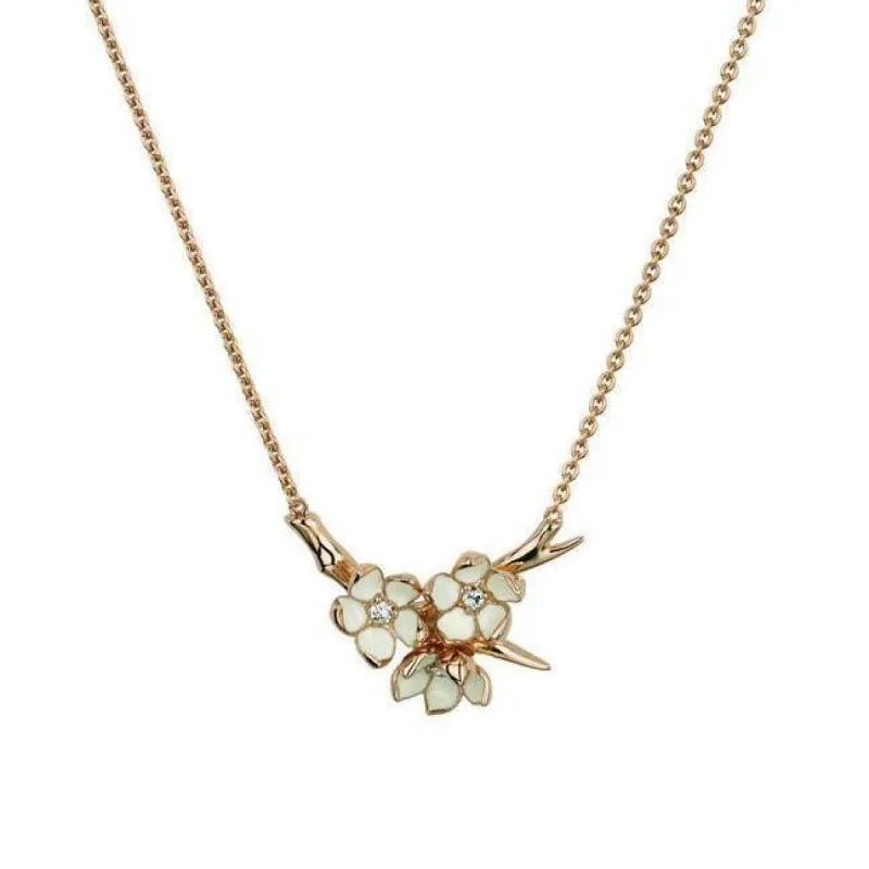 Shaun Leane Cherry Blossom 18ct Rose Gold Plated Sterling Silver 0.15ct Diamond Necklace sold by C.W. Sellors