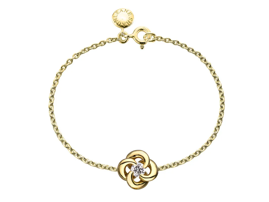 Shaun Leane Entwined 18ct Yellow Gold Diamond Petal Flower Bracelet sold by C.W. Sellors