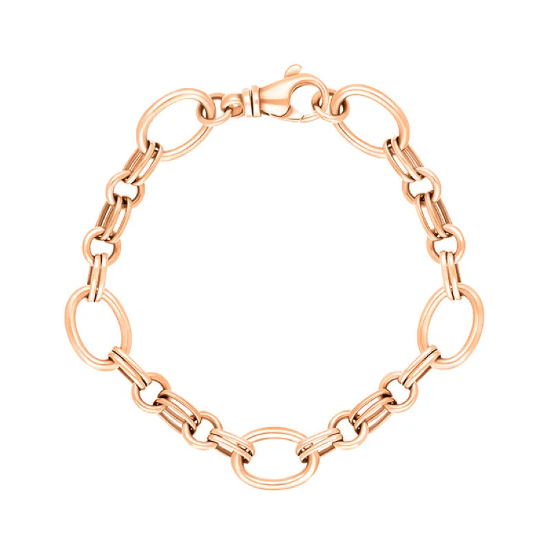 9ct Rose Gold Double Link Handmade Bracelet sold by C.W. Sellors