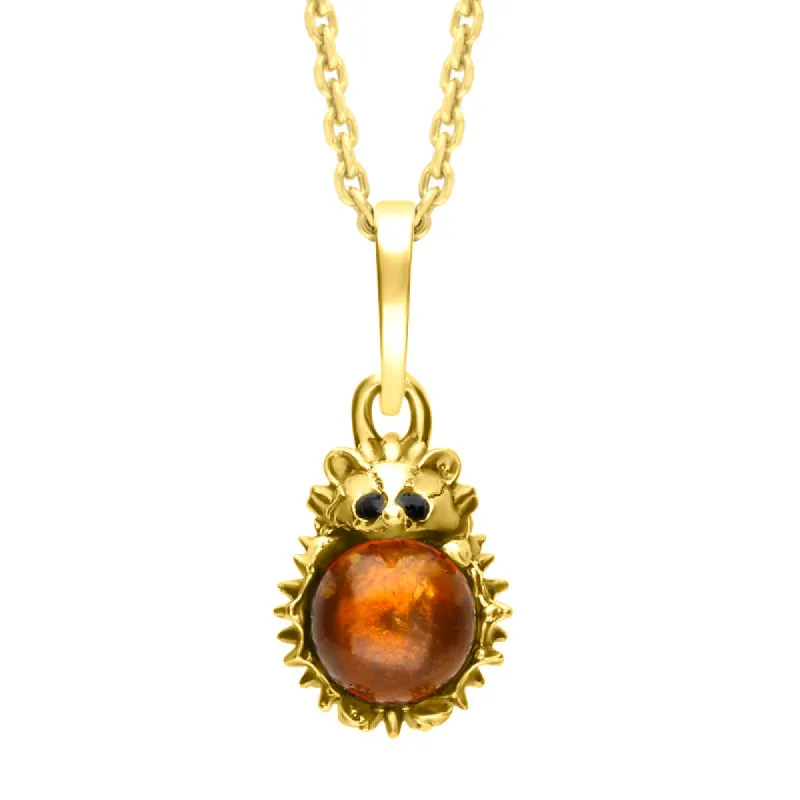 18ct Yellow Gold Amber Tiny Hedgehog Necklace sold by C.W. Sellors