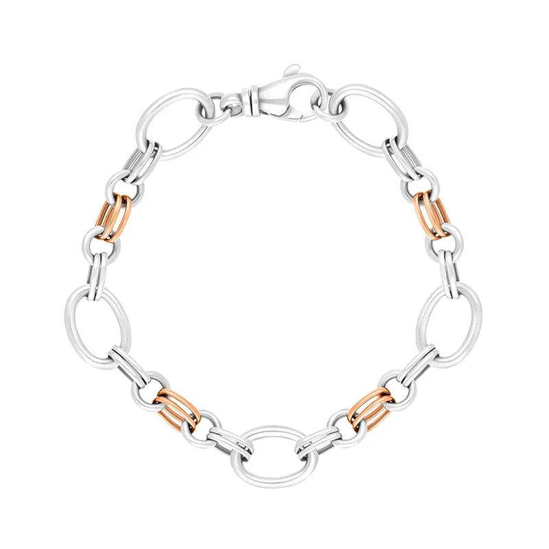 18ct Rose Gold Sterling Silver Double Link Handmade Bracelet sold by C.W. Sellors