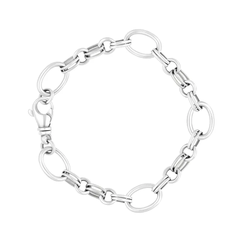 18ct White Gold Double Link Handmade Bracelet sold by C.W. Sellors
