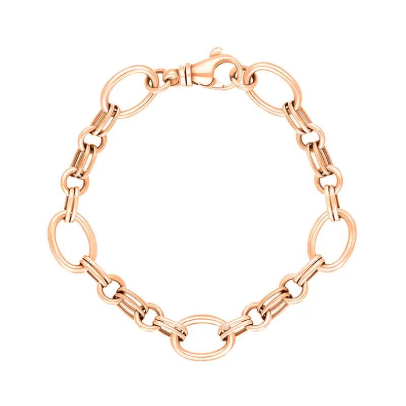 18ct Rose Gold Double Link Handmade Bracelet sold by C.W. Sellors