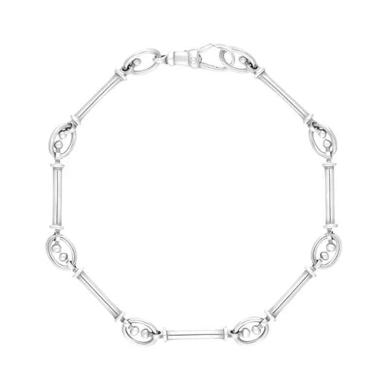 18ct White Gold Handmade Baton Link Bracelet sold by C.W. Sellors