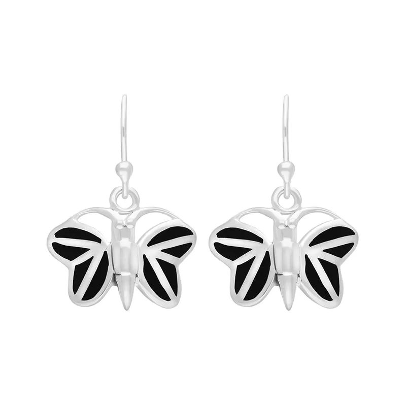 Sterling Silver Whitby Jet Butterfly Earrings sold by C.W. Sellors